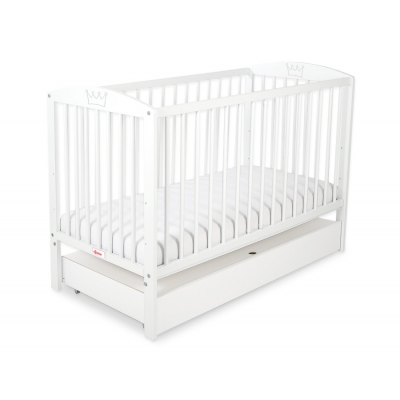 Kinderbett 120x60cm mit Krone mit Schublade STANDARD