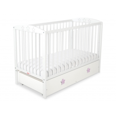 Kinderbett 120x60cm mit Sternen mit Schublade MAXI