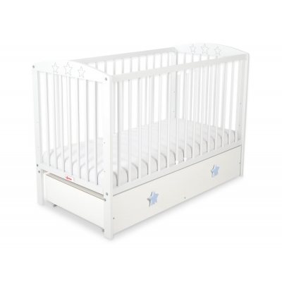 Kinderbett 120x60cm mit Sternen nr 5002-07-07 - weiß mit Schublade MAXI