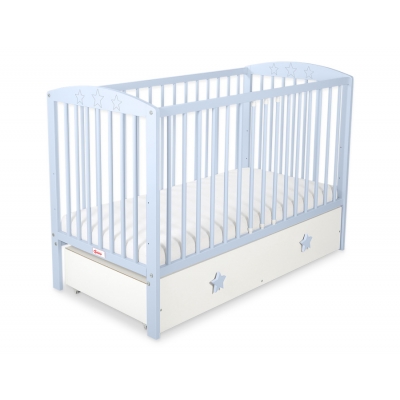 Kinderbett 120x60cm mit Sternen nr 5002-07-07 - weiß mit Schublade MAXI