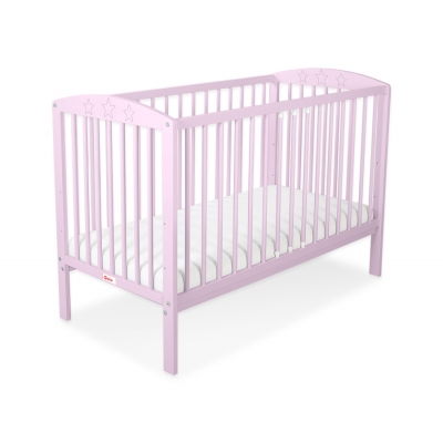 Babybett Rosa mit Rollen und Matratze