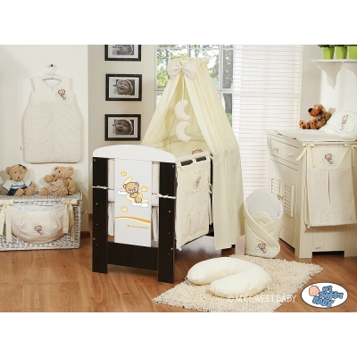 Kinderbett Bettwäsche Set 7-tlg mit Betthimmel (L60) - Gute Nacht creme