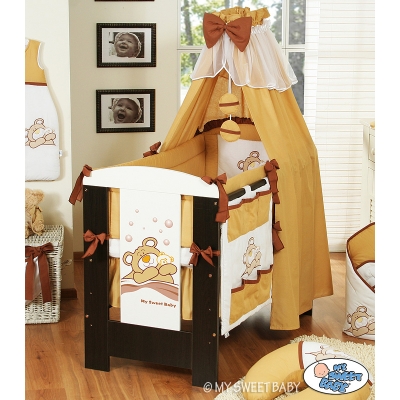 Kinderbett Bettwäsche Set 7-tlg mit Himmel (L60) - Teddy Bär Barnaba braun