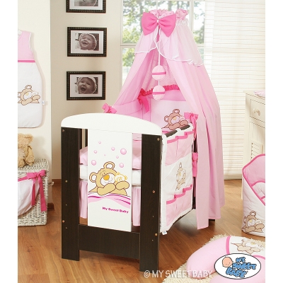 Kinderbett Bettwäsche Set 7-tlg mit Himmel (S70) - Teddy Bär Barnaba rosa