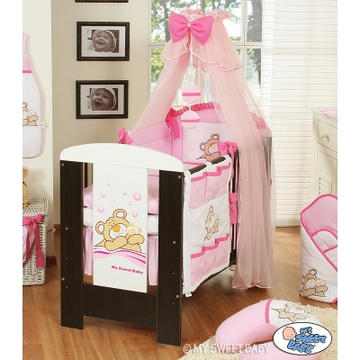 Kinderbett Bettwäsche Set 7-tlg mit Moskitonetz (S60) - Teddy Bär Barnaba braun