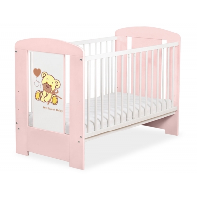Kinderbett Puderrosa 120x60cm Bär mit Schleife creme nr 5004-01-321