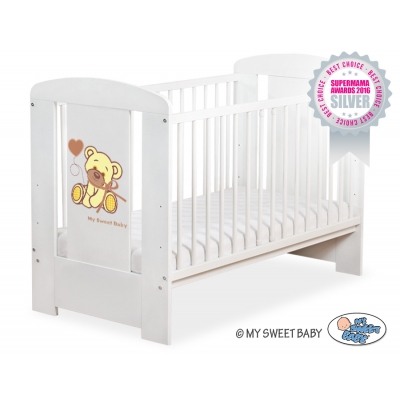 Kinderbett Weiß 120x60cm Bär mit Schleife weiß nr 5004-07-327