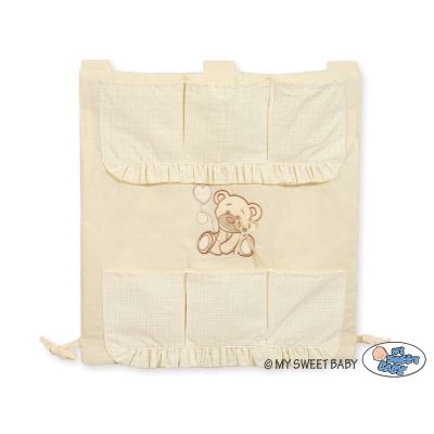 Kinderbetttasche - Bär mit Schleife creme