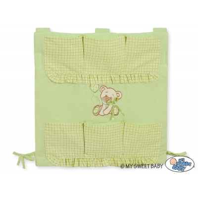 Kinderbetttasche - Bär mit Schleife grün