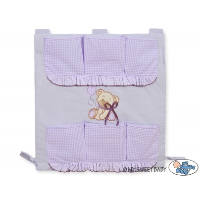 Kinderbetttasche - Bär mit Schleife lila