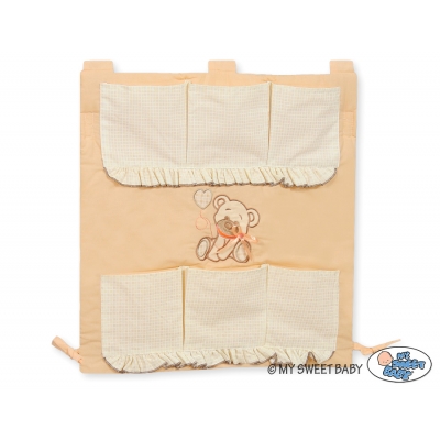 Kinderbetttasche - Bär mit Schleife pfirsich