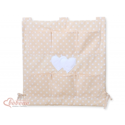 Kinderbetttasche - Hängende Herzen Beige - Punkmuster