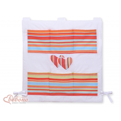 Kinderbetttasche - Hängende Herzen orange gestreift
