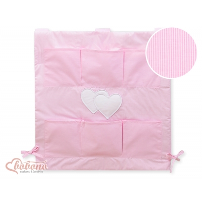 Kinderbetttasche - Hängende Herzen rosa gestreift