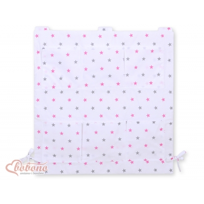 Kinderbetttasche - weiß mit rosa-grauen Sternchen