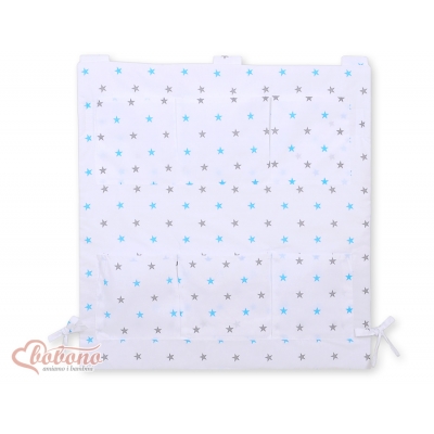Kinderbetttasche - wiess mit blau-grauen Sternchen