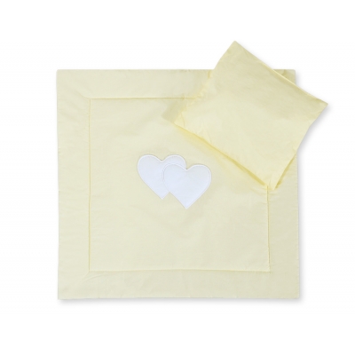 Kinderwagen Set 2tlg Decke und  Kissen - Hängende Herzen creme