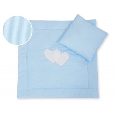 Kinderwagen Set 2tlg - Hängende Herzen blau gestreift