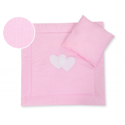 Kinderwagen Set 2tlg - Hängende Herzen rosa gestreift