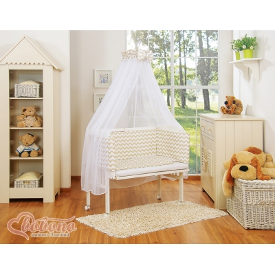 Komplett  Beistellbett FABIO mit Matratze und Bettwäsche Set - Basic Chevron beige