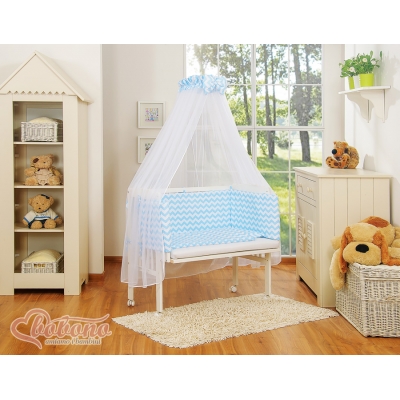 Komplett Beistellbett FABIO mit Matratze und Bettwäsche Set - Basic chevron blau