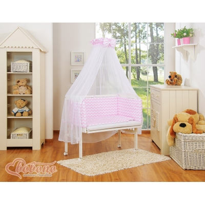 Komplett  Beistellbett FABIO mit Matratze und Bettwäsche Set - Basic Chevron rosa