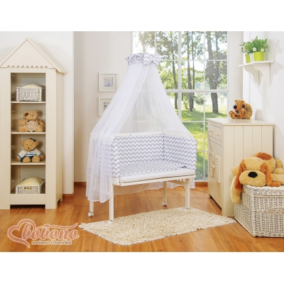 Komplett Beistellbett FABIO mit Matratze und Bettwäsche Set - Basic Zick-Zack - grau