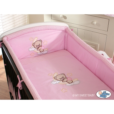 Komplett Bettwäsche Set für Babybett 3-tlg (L70) - Gute Nacht rosa