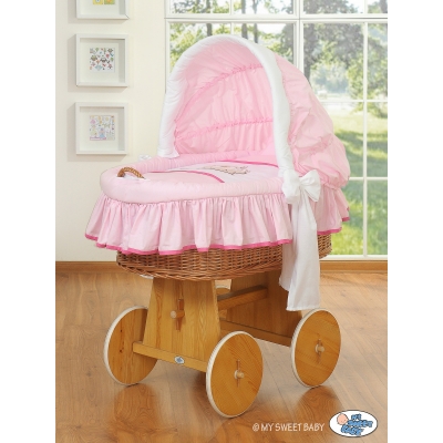 Komplett Bollerwagen mit Bettwäsche mit Haube - Teddy Bär Branaba rosa