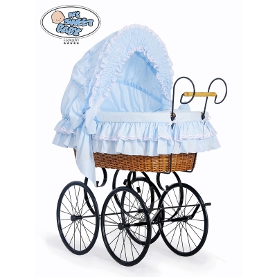 Nostalgie Stubenwagen Baby Blau für Jungs