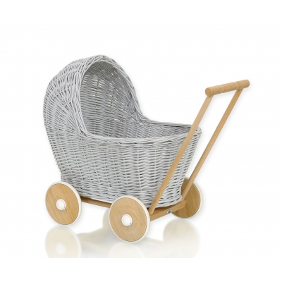 Korbpuppenwagen - grau