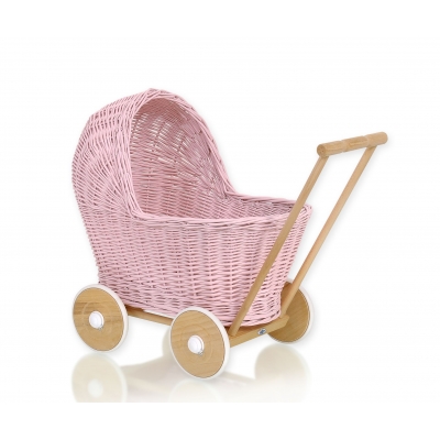 Korbpuppenwagen - rosa