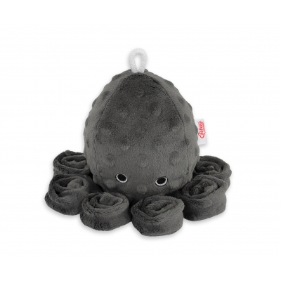 Kuscheltier Oktopus mit Rassel - anthrazit - Polka Dot Minky