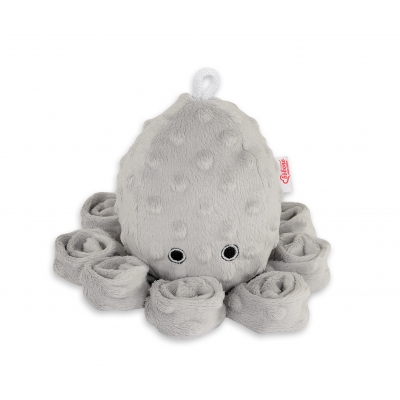 Kuscheltier Oktopus mit Rassel - grau - Polka Dot Minky