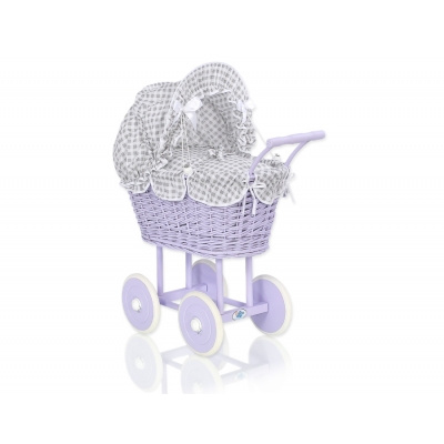 Lila Weide Retro Puppenwagen Bettwäsche Grau Kariert nr 91699-619