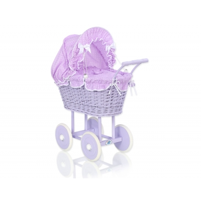 Lila Weide Vintage Puppenwagen Bettwäsche Lila mit Weiß Punktmuster nr 91699-534