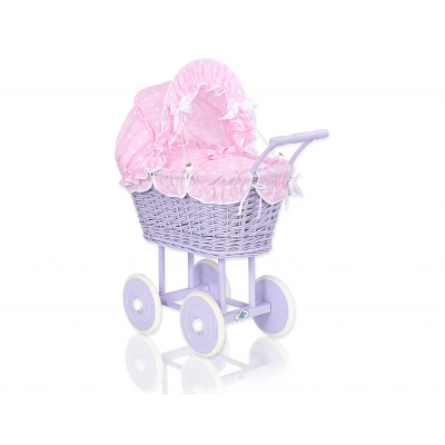 Lila Weide Vintage Puppenwagen Bettwäsche Rosa Punktmuster nr 91699-553