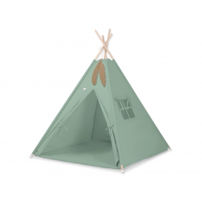 Tipi Spielzelt mit Bodenmatte - weißgrün