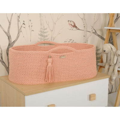 Moseskorb Geflochten  Boho Handmade - Lachs