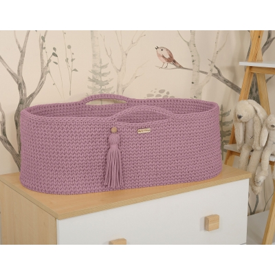 Moseskorb aus Baumwollschnur Boho Handmade - Lavendel