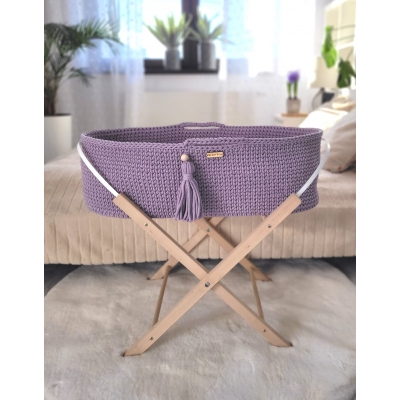 Moseskorb Boho Handmade mit Ständer -lila