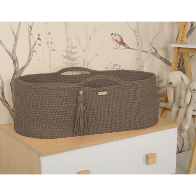 Geflochtener Moseskorb Boho Handmade - Mocca