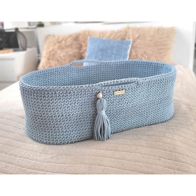 Moseskorb Handmade Boho - misty blue