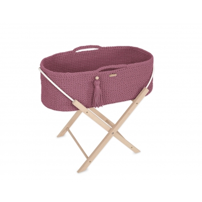 Moseskorb mit Holzgestell Boho Handmade pastellviolett