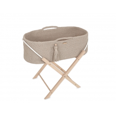 Moseskorb mit Ständer Boho Handmade hell beige