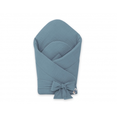 MUSSELIN Babyhörnchen mit Steifen Einlage mit Schleife - pastellblau
