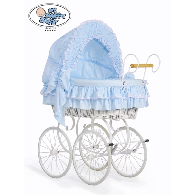 Stubenwagen Baby Weide Weiß Blau