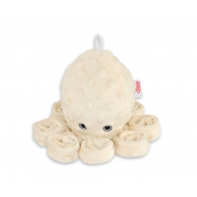 Oktopus Plüschtier mit Rassel - creme - Polka Dot Minky