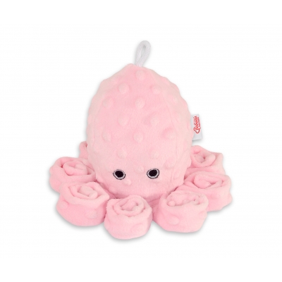 Oktopus Plüschtier mit Rassel - Rosa - Polka Dot Minky