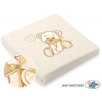 Polar Fleece Babydecke - Bär mit Schleife creme